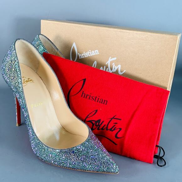 Size 9.5 Kate Strass Multi Color Red Suede Rhinestones Pointed Toe Pumps - Picture 9 of 10